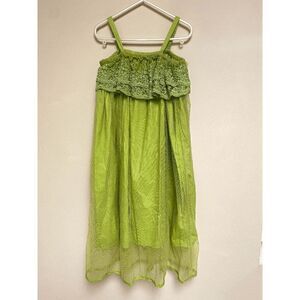 Trish Scully Child Girls Spaghetti Strap Bodice Tulle Skirt Midi Dress Olive Gre